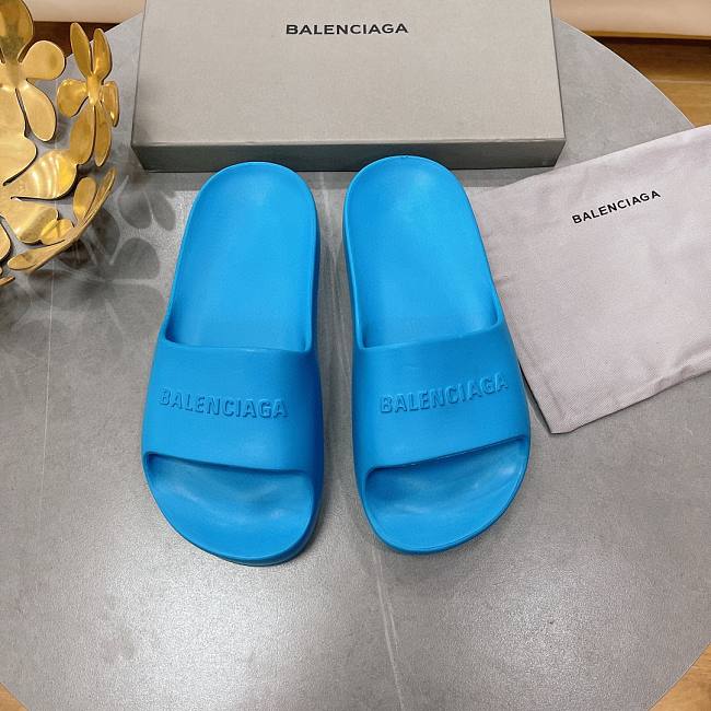 Balenciaga Logo Mono Platform Blue Slide - 1
