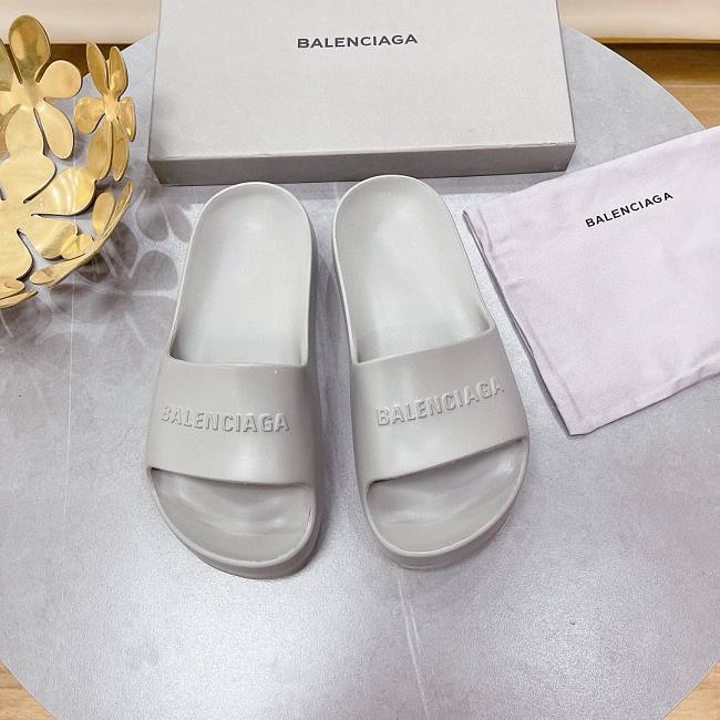 Balenciaga Logo Mono Platform Grey Slide - 1