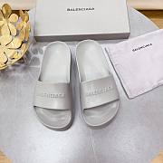 Balenciaga Logo Mono Platform Grey Slide - 5