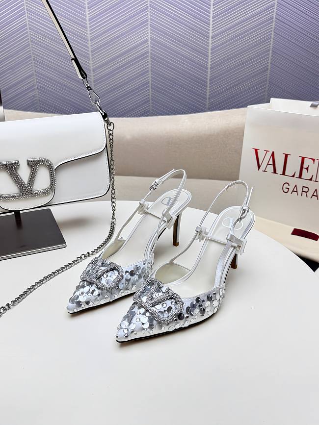 Valentino Slingbacks White High Heels 8CM - 1