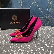 Versace Pointed Toe Pink Lacquer Leather Pumps - 3
