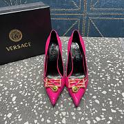 Versace Pointed Toe Pink Lacquer Leather Pumps - 2