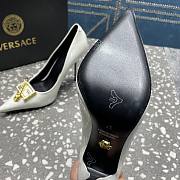 Versace Pointed Toe White Lacquer Leather Pumps - 6