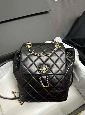Chanel Braided Backpack Black Size 26x22x16cm