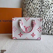 LV On The Go PM Tote Bag Pink White Size 25x19x11cm - 2