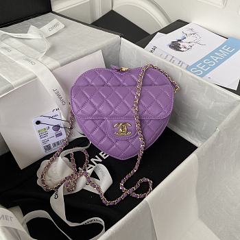 Chanel Should Bag Heart AS3191Purple Size 16x18x6cm