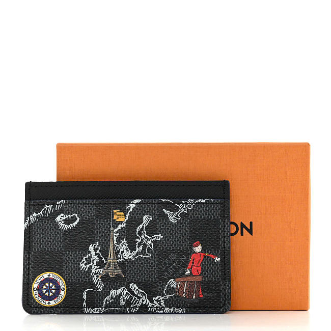 LV Card Holder Damier Graphite Map Black Lining - 1