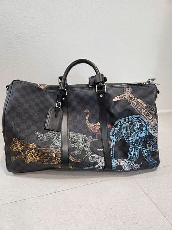 LV Damier Graphite Stamps Keepall Bandouliere 50cm