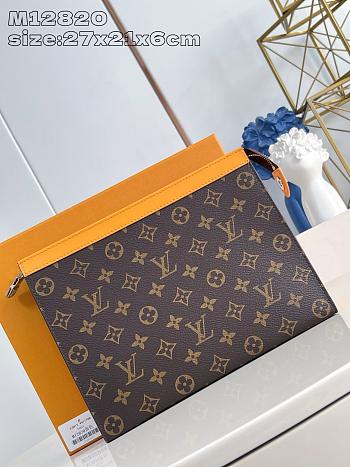 LV Pochette Voyage MM M12820 Orange Size 27x21x6CM