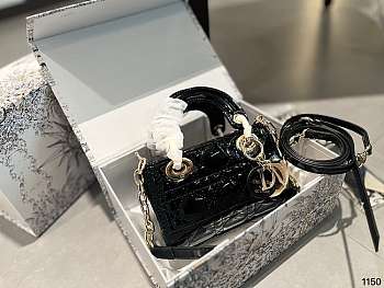Dior Ladybag Black Patent Cannage Calf Size 20cm