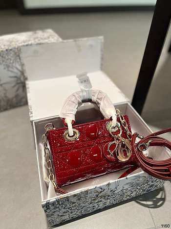 Dior Ladybag Red Patent Cannage Calf Size 20CM