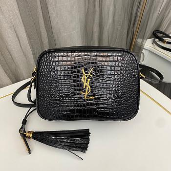 Saint Laurent Black Croco Gold Bag 1446YS Size 23x16x6cm