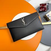 YSL Clutch Silver Black Grained Leather Size 27x16x2cm - 1