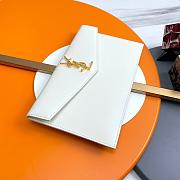 YSL Clutch Silver Gold White Grained Leather Size 27x16x2cm - 5