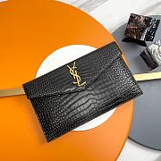 YSL Clutch Uptown Gold Black Crocodile Size 27x16x2cm - 6