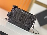 YSL Embossed Sunset Crossbody Black Size 22×8×16cm - 4