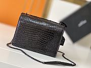 YSL Embossed Sunset Crossbody Black Size 22×8×16cm - 3