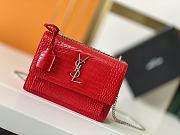 YSL Embossed Sunset Crossbody Red Size 22×8×16cm - 1