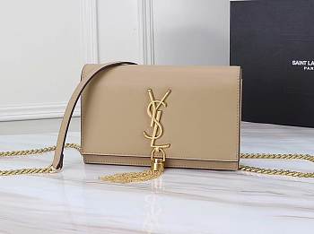 YSL Matte Beige Leather Kate Tassel Size 20x17x6cm