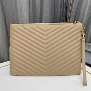 YSL Monogram Wristlet Clutch Beige Size 30x2x21cm - 3