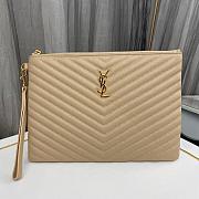 YSL Monogram Wristlet Clutch Beige Size 30x2x21cm - 2