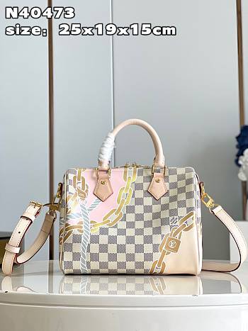 LV Speedy Bandoulière 25 Damier Azur Size 25x19x15cm