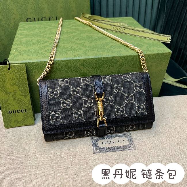 Gucci Denim Jackie 1961 Wallet on Chain Size 19x10x3CM - 1