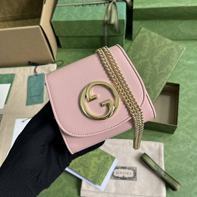 Gucci Blondie Card Case Pink Size 12.5x11x2.5CM - 1