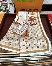 Louis Vuitton Brown Silk Scarf DM5763 Size 90x90CM - 4