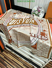 Louis Vuitton Brown Silk Scarf DM5763 Size 90x90CM - 5