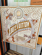 Louis Vuitton Brown Silk Scarf DM5763 Size 90x90CM - 6