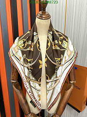 Louis Vuitton Brown Silk Scarf DM8723 Size 90x90CM - 3