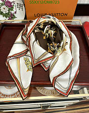 Louis Vuitton Brown Silk Scarf DM8723 Size 90x90CM - 6