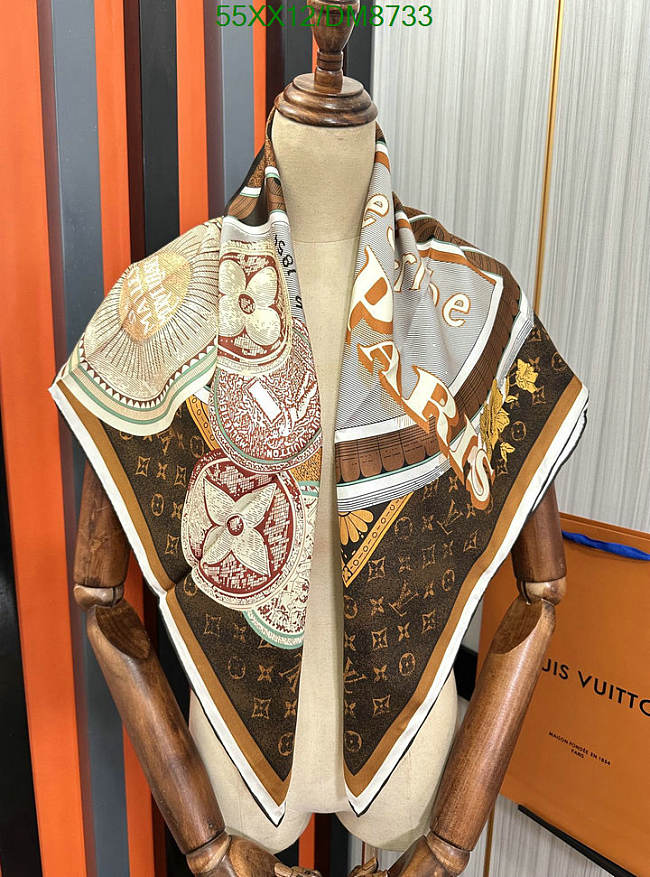Louis Vuitton Brown Silk Scarf DM8733 Size 90x90CM - 1