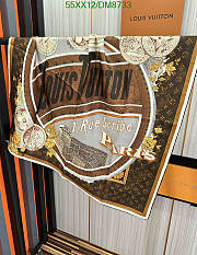 Louis Vuitton Brown Silk Scarf DM8733 Size 90x90CM - 5