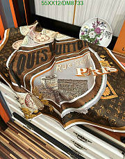 Louis Vuitton Brown Silk Scarf DM8733 Size 90x90CM - 4