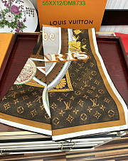 Louis Vuitton Brown Silk Scarf DM8733 Size 90x90CM - 3