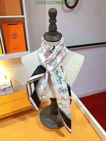 Louis Vuitton White Silk Scarf DM8718 Size 90x90CM
