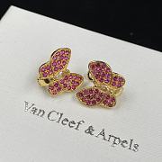 Van Cleef Two Butterfly Earrings Yellow Pink - 1