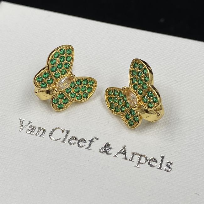 Van Cleef Two Butterfly Earrings Yellow Green - 1