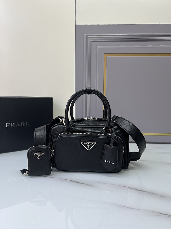 Prada Antique Top Handle Bag Black 24x12.5x7cm - 1