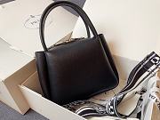 Prada Black Vitello Leather Daino Top Zip 18x9x19cm - 5
