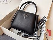 Prada Black Vitello Leather Daino Top Zip 18x9x19cm - 2