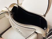 Prada White Vitello Leather Daino Top Zip 18x9x19cm - 5