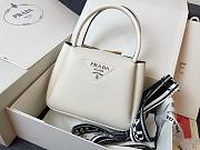 Prada White Vitello Leather Daino Top Zip 18x9x19cm - 4