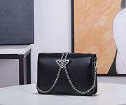 Prada Brushed Leather Shoulder Bag Black 17x9x3cm - 4
