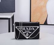 Prada Brushed Leather Shoulder Bag Black 17x9x3cm - 3