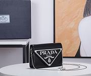 Prada Brushed Leather Shoulder Bag Black 17x9x3cm - 5