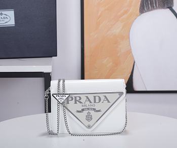 Prada Brushed Leather Shoulder Bag White 17x9x3cm