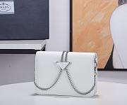 Prada Brushed Leather Shoulder Bag White 17x9x3cm - 6